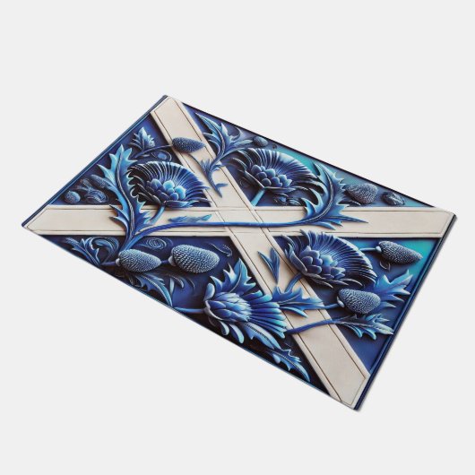 Deurmat met Scottish Thistles design (Schuin)