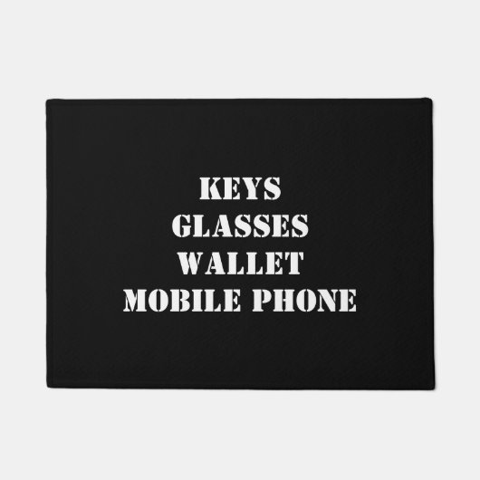 Deurmat met sleutels, bril, mobiele telefoon, port (Voorkant)