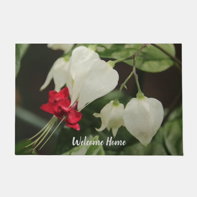  deurmat ontwerp Rood & wit Bloem (Voorkant)