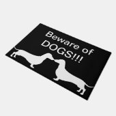 Deurmat - Pas op voor honden! Z/W (Schuin)