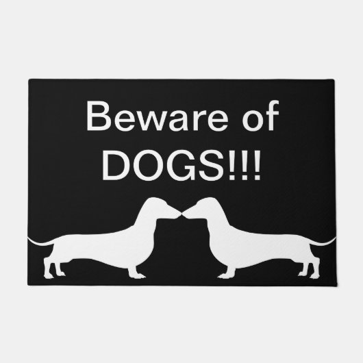 Deurmat - Pas op voor honden! Z/W (Voorkant)