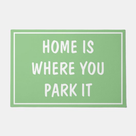 Deurmat - THUIS IS WAAR JE HEM PARKEERT Turquoise (Voorkant)