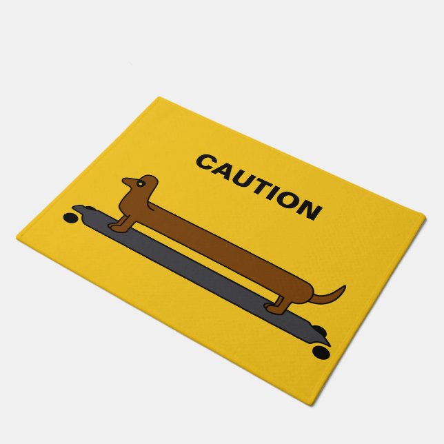 Deurmat van skateboard dachshund (Schuin)