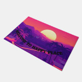 Deurmat welkom bij Happy Place | Retro Sunset Doo (Schuin)