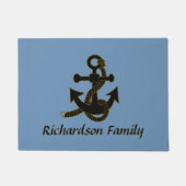 Deurmat - Zwart anker met scheepsnaam (Voorkant)