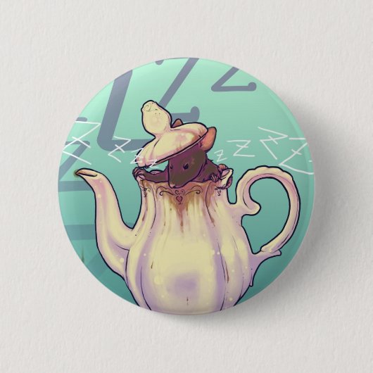 Deurmuis met theepot ronde button 5,7 cm (Voorkant)