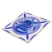 Deurnummer Holland Windmill Delft Blue Gedrukt Tegeltje (Zijkant)