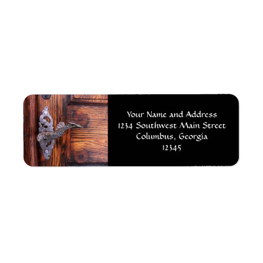  deuropenhandvat, oud hout — Estate Etiket (Voorkant)