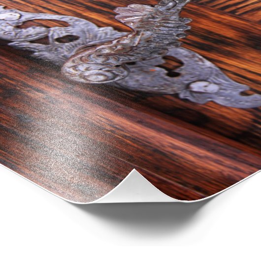 deuropenhandvat, oud hout — Estate Foto Afdruk (Hoek)