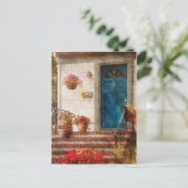 Deuropening - Blauwe voordeur Briefkaart (Staand voorkant)