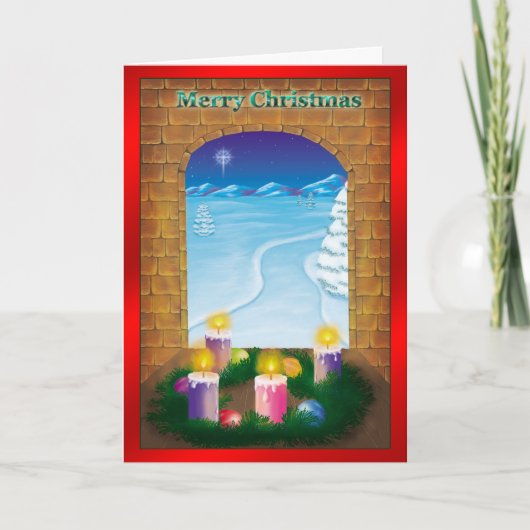 Deuropening naar Kerstmis Feestdagen Kaart (Voorkant)