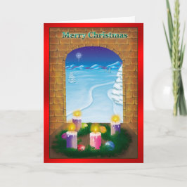 Deuropening naar Kerstmis Feestdagen Kaart