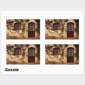 Deuropening van het rozencottage rechthoekige sticker (Vel)