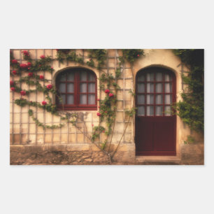 Deuropening van het rozencottage rechthoekige sticker