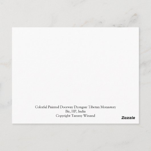 Deuropening van kleurrijke Tibetaanse kloosterdeco Briefkaart (Achterkant)