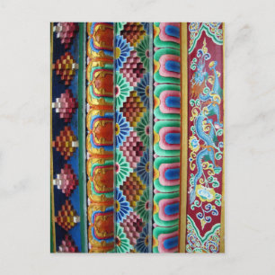 Deuropening van kleurrijke Tibetaanse kloosterdeco Briefkaart
