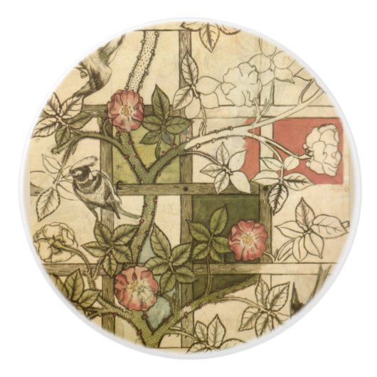 Deurpullen met een Trellis-ontwerp van William Mor Keramische Knop (Voorkant)