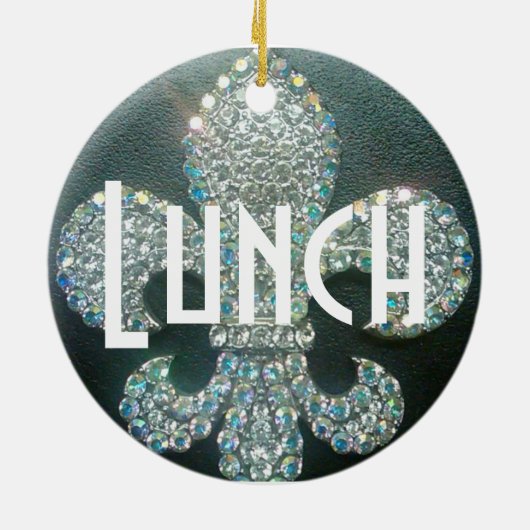 Deurwoede "Vergadering/Lunch" Keramisch Ornament (Achterkant)