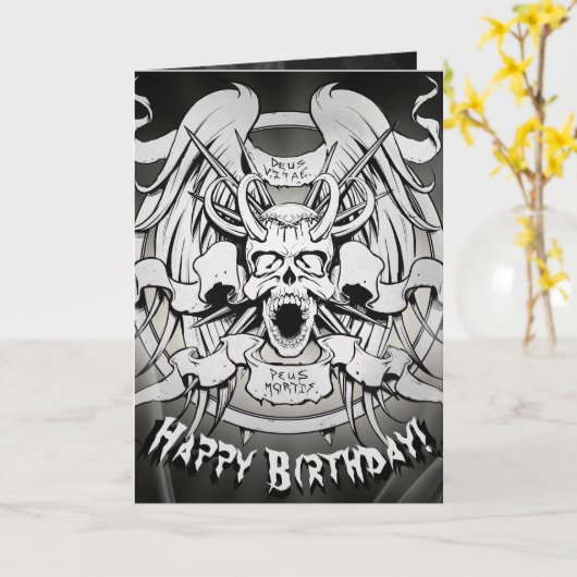 Deus Mortis zeer metalen god van de dood Kaart (Gele Bloem)