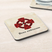 Deus Vobiscum Celtic Cross Bier Onderzetter (Linkerzijde)