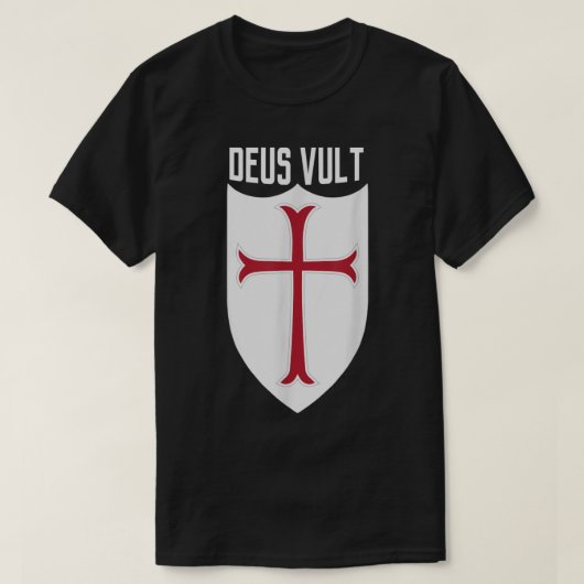 Deus Vult God die het rusader Meme T-shirt (Design voorkant)