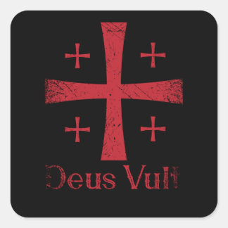 Deus Vult God wil Latijn Templar Knight Vierkante Sticker