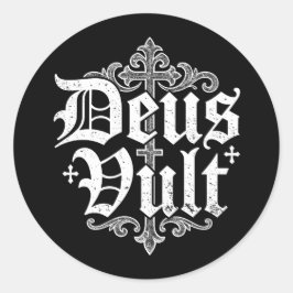 Deus Vult Kruisvaarderkruis Christelijke Tatoeage  Ronde Sticker