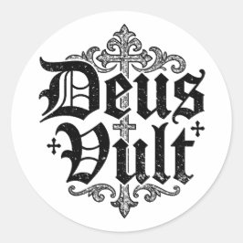 Deus Vult Kruisvaarderkruis Christelijke Tatoeage  Ronde Sticker