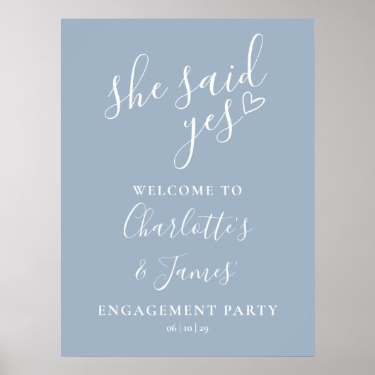 Deusty Blue Said Yes Engagement Party Welkomstteke Poster (Voorkant)