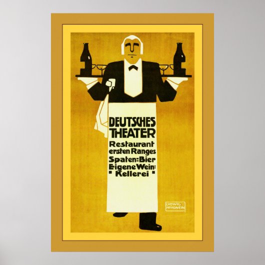 Deutches Theater Restaurant ~ Vintage Advertising Poster (Voorkant)