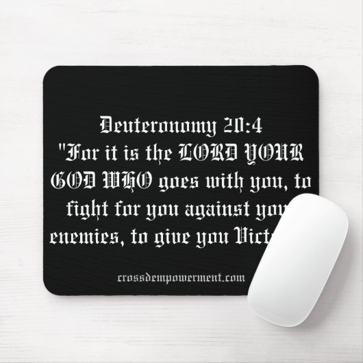 Deuteronomie 20:4 geciteerd op een mousepad. muismat (Met muis)
