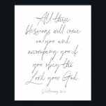 Deuteronomie 28:2 poster<br><div class="desc">Al deze zegeningen komen op je af en begeleiden je als je de Heer je God gehoorzaamt. -Deuteronomie 28:2</div>