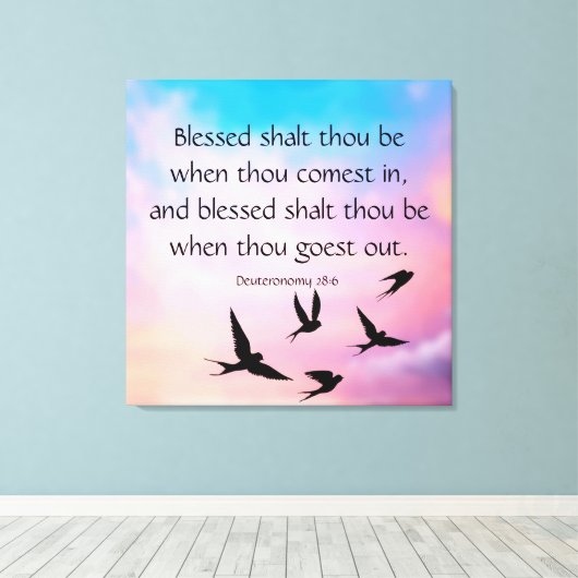 Deuteronomie 28:6 canvas afdruk (Insitu (Houten vloer))