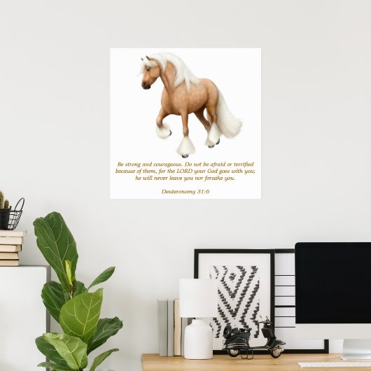 Deuteronomie 31:6 Proud Horse Bible Verse Print (Thuiskantoor)