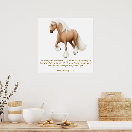 Deuteronomie 31:6 Proud Horse Bible Verse Print (Keuken)