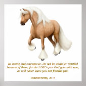 Deuteronomie 31:6 Proud Horse Bible Verse Print (Voorkant)