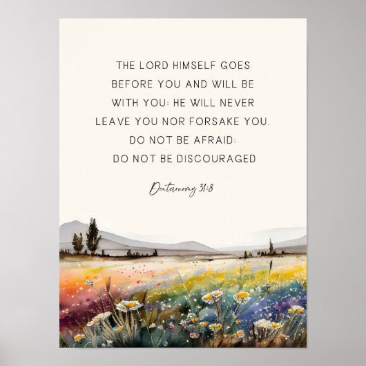 Deuteronomie 31:8, bijbelse muur art poster (Voorkant)