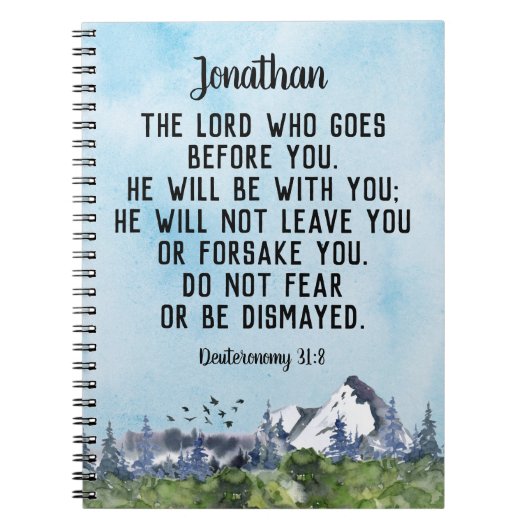 Deuteronomie 31 8 Bijbelverse Waterverf Natuur Notitieboek (Voorkant)