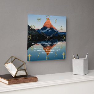 Deuteronomie 31:8 Christelijk Faith moutain Lake Vierkante Klok