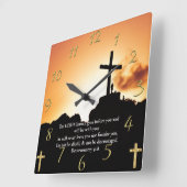 Deuteronomie 31:8 kruis op een berg vierkante klok (Hoek)