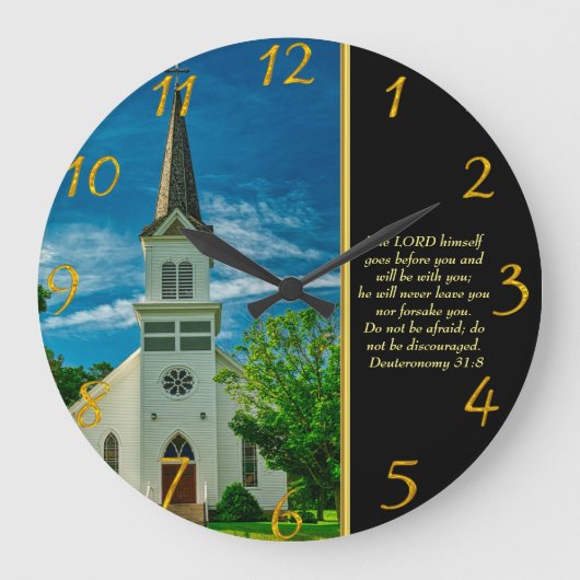 Deuteronomie 31:8 White Church Grote Klok (Voorkant)