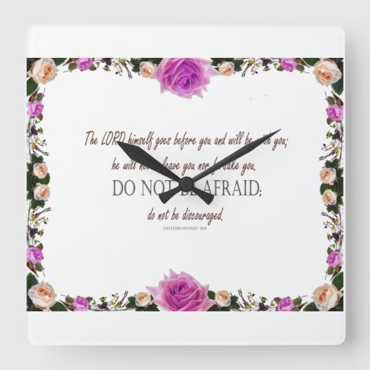 Deuteronomie 31, niet bang zijn, vierkante klok (Voorkant)