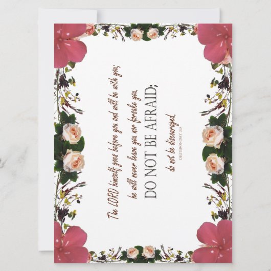 Deuteronomie 31, wees niet bang, Floral Flat Kaart (Achterkant)