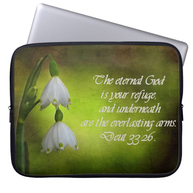 Deuteronomie 33:26 Eternal Refuge Inspirerend Laptop Sleeve (Voorkant)