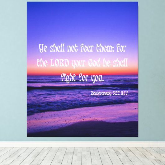 Deuteronomie 3:22 Bijbelse KJV Pic Wall Art Canvas Afdruk (Insitu (Houten vloer))