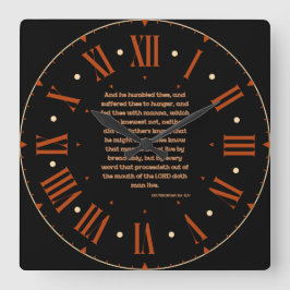 Deuteronomie 8:3 KJV Bijbel Romeins cijfer Vierkante Klok