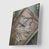 Deuteronomie Heilige Bijbel met kruis 31:8 Vierkante Klok (Hoek)