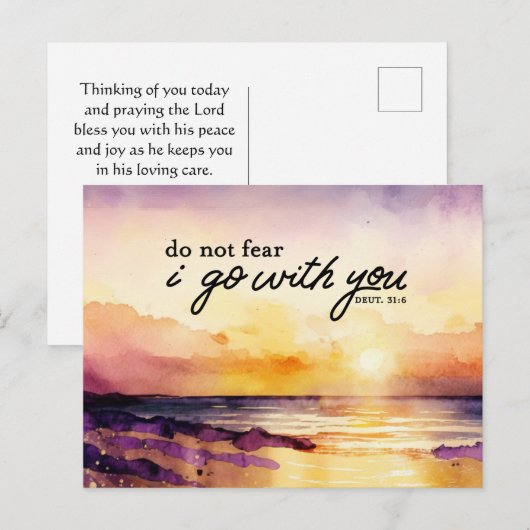 Deuteronomium 31:6 Vrees niet Ik ga met u Bijbel Briefkaart (Voorkant / Achterkant)
