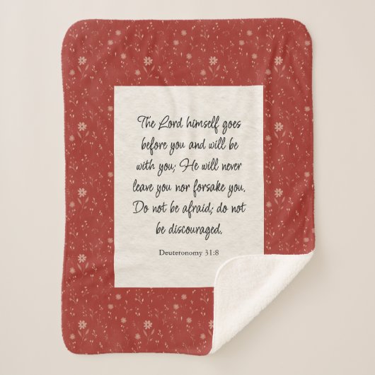 Deuteronomium 31:8 Bijbelvers Afbeelding Sherpa Deken (Voorkant)
