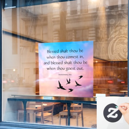 Deuteronomy 28:6 raamsticker (Cafe Raam)